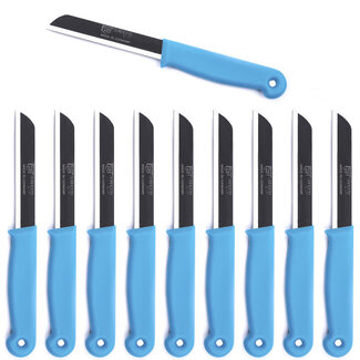 Solingen Kartelmes – Tomatenmes met Kartel – RVS – 18,5 cm met Blade Cover – Blauw – 10 stuks