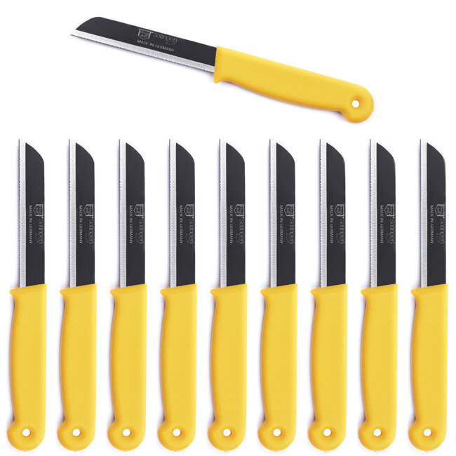 Solingen Kartelmes – Tomatenmes met Kartel – RVS – 18,5 cm met Blade Cover – Geel – 10 stuks