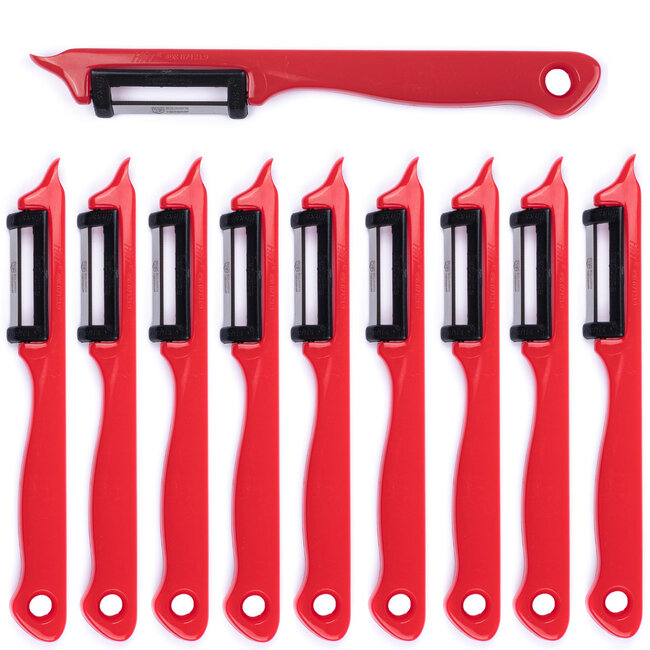 Solingen Dunschiller Enkel Mes – voor Fruit- en Groenteschiller – Kunststof – Rood – 10 stuks