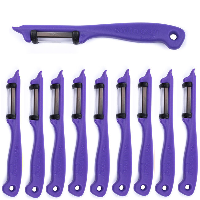 Solingen Dunschiller Dubbel Mes – voor Fruit- en Groenteschiller – Kunststof – Paars – 10 stuks