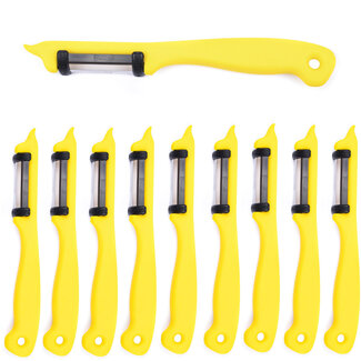 Solingen Dunschiller Dubbel Mes – voor Fruit- en Groenteschiller – Kunststof – Geel – 10 stuks