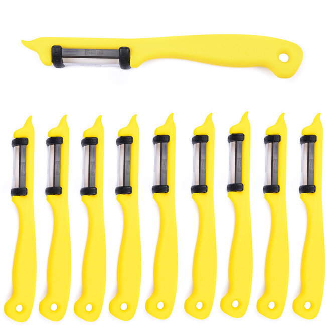 Solingen Dunschiller Dubbel Mes – voor Fruit- en Groenteschiller – Kunststof – Geel – 10 stuks