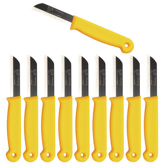 Solingen Schilmesje – RVS Glad – 16 cm met Blade Cover – Geel – 500 Stuks Solingen Schilmesje – RVS Glad – 16 cm met Blade Cover – Geel – 500 Stuks