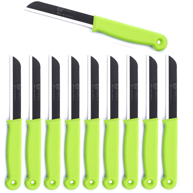 Solingen Schilmesje – RVS Glad – 18,5 cm met Blade Cover – Groen – 500 Stuks