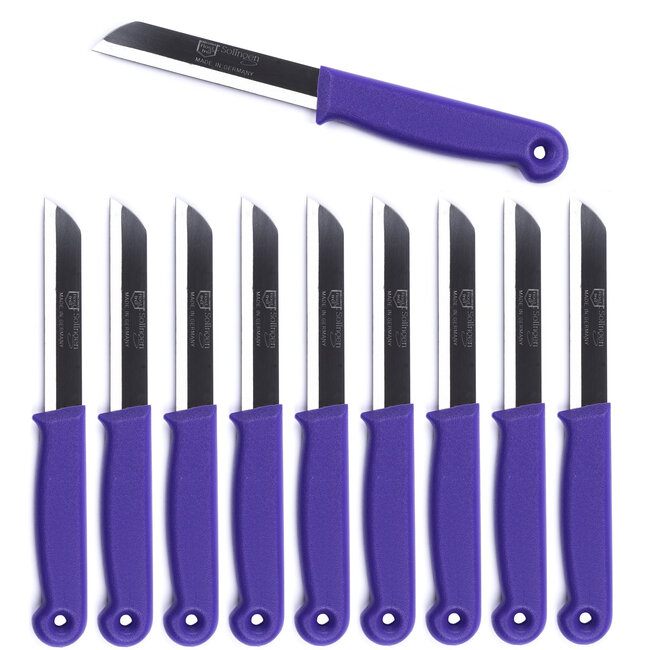 Solingen Schilmesje – RVS Glad – 18,5 cm met Blade Cover – Paars – 500 Stuks