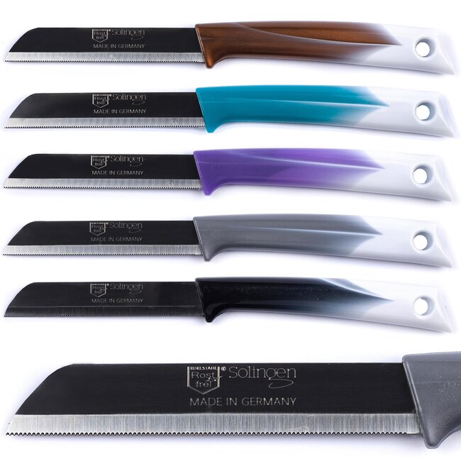 Solingen Kartelmes – Tomatenmes met Kartel – RVS – 19 cm met Blade Cover – Bi-Color Mix – 10 stuks