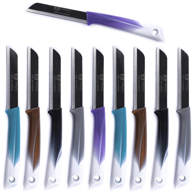 Solingen Kartelmes – Tomatenmes met Kartel – RVS – 19 cm met Blade Cover – Bi-Color Mix – 10 stuks