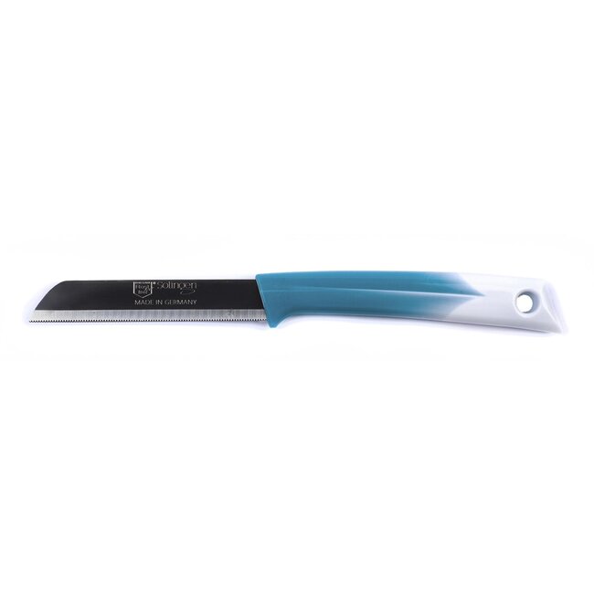 Solingen Kartelmes – Tomatenmes met Kartel – RVS – 19 cm met Blade Cover – Bi-Color Turquoise met Wit – 10 stuks