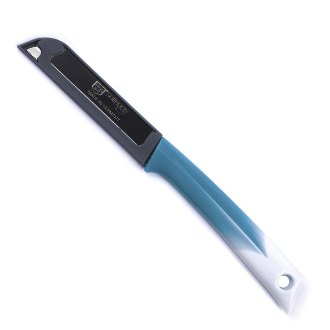 Solingen Kartelmes – Tomatenmes met Kartel – RVS – 19 cm met Blade Cover – Bi-Color Turquoise met Wit – 10 stuks