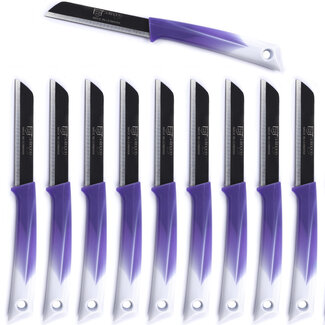Solingen Kartelmes – Tomatenmes met Kartel – RVS – 19 cm met Blade Cover – Bi-Color Paars met Wit – 10 stuks
