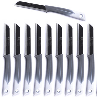 Solingen Kartelmes – Tomatenmes met Kartel – RVS – 19 cm met Blade Cover – Bi-Color Grijs met Wit – 10 stuks