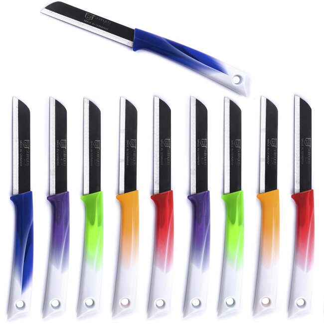 Solingen Schilmesje – RVS Glad – 19 cm met Blade Cover – Bi-Color Mix – 10 stuks