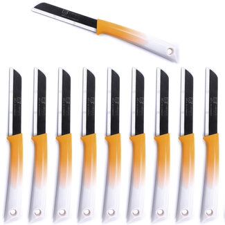 Solingen Schilmesje – RVS Glad – 19 cm met Blade Cover – Bi-Color Geel met Wit – 10 stuks