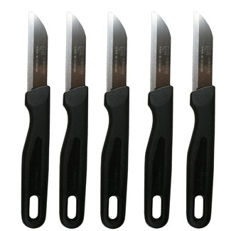 Solingen Schilmesjes – RVS – Extra scherp – Ophangoog – 16 cm – Zwart – Set van 5