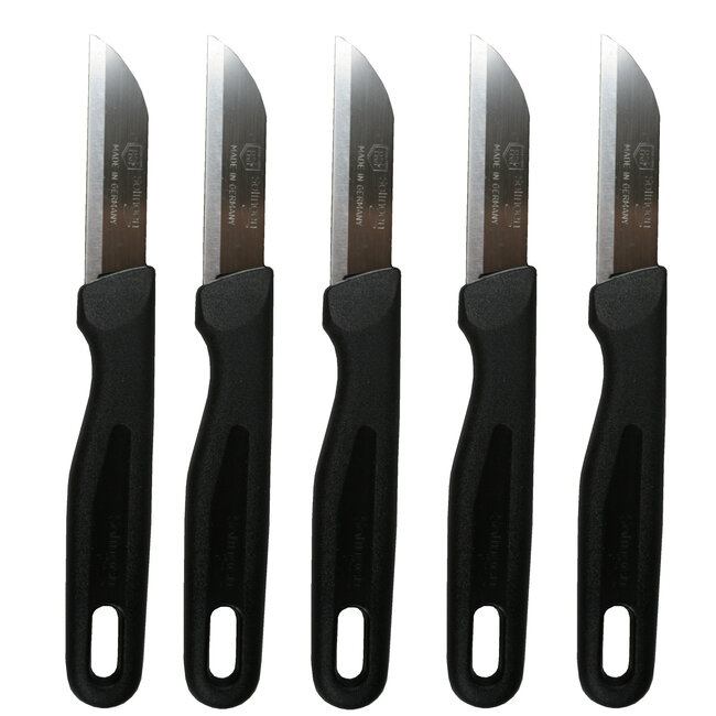 Solingen Schilmesjes – RVS – Extra scherp – Ophangoog – 16 cm – Zwart – Set van 5