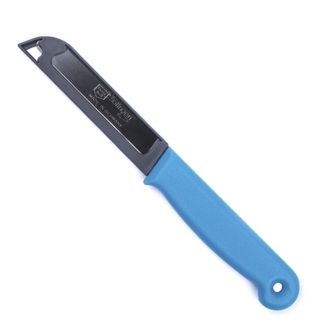 Solingen Schilmesje – RVS Glad – 18,5 cm met Blade Cover – Turquoise