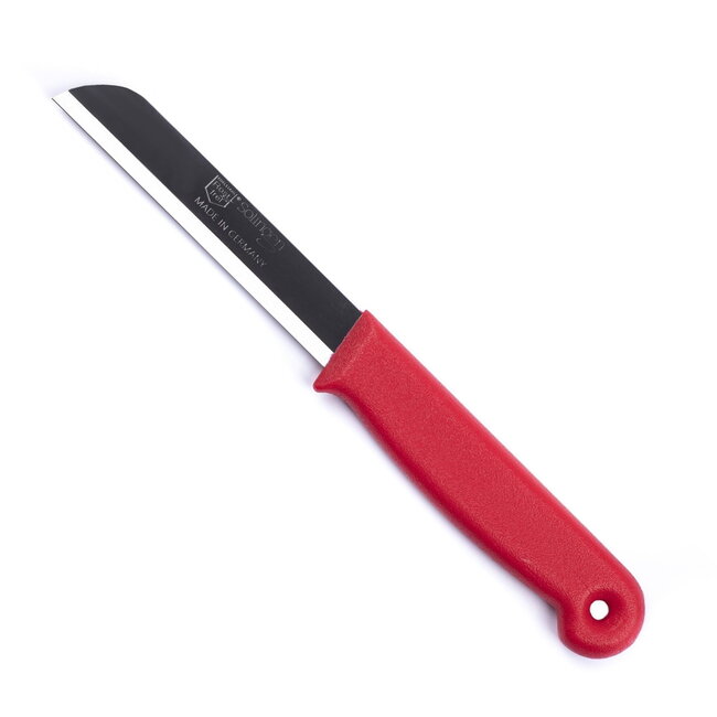 Solingen Schilmesje – RVS Glad – 18,5 cm met Blade Cover – Rood