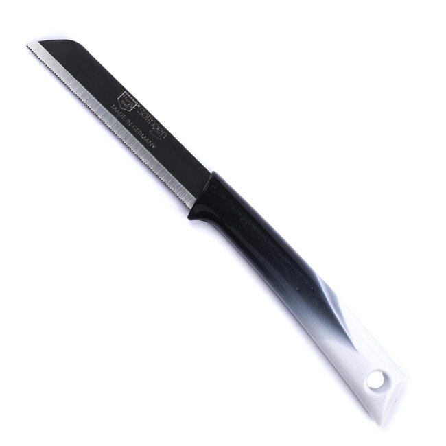 Solingen Kartelmes – Tomatenmes met Kartel – RVS – 19 cm met Blade Cover – Bi-Color Zwart met Wit