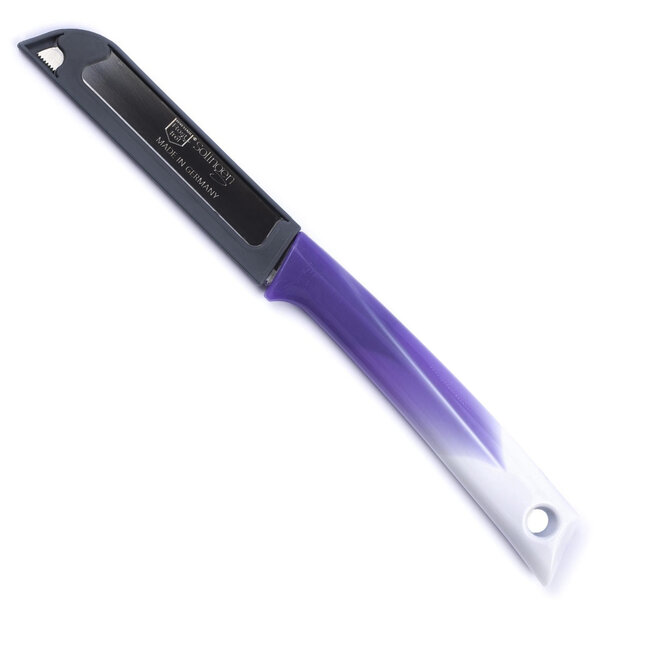 Solingen Kartelmes – Tomatenmes met Kartel – RVS – 19 cm met Blade Cover – Bi-Color Paars met Wit
