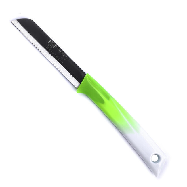 Solingen Schilmesje - RVS Glad - 19 cm met "Blade Cover" - Bi-Color Groen met Wit