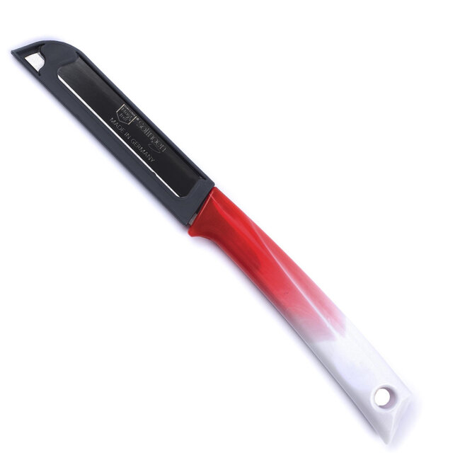 Solingen Schilmesje – RVS Glad – 19 cm met Blade Cover – Bi-Color Rood met Wit