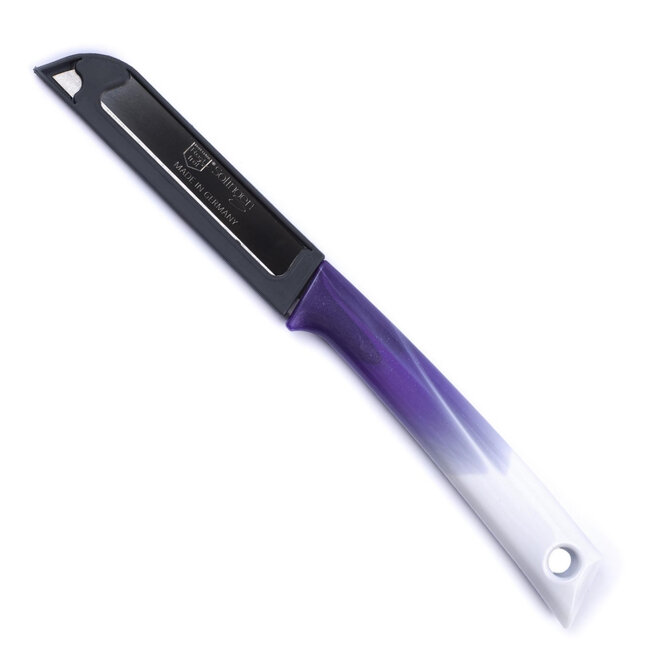 Solingen Schilmesje – RVS Glad – 19 cm met Blade Cover – Bi-Color Paars met Wit