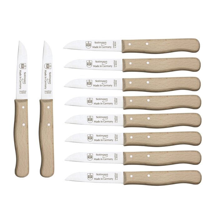 RÖR Solingen Schilmesje Recht Hout RVS – Oma's Keukenmesje – 10 Stuks
