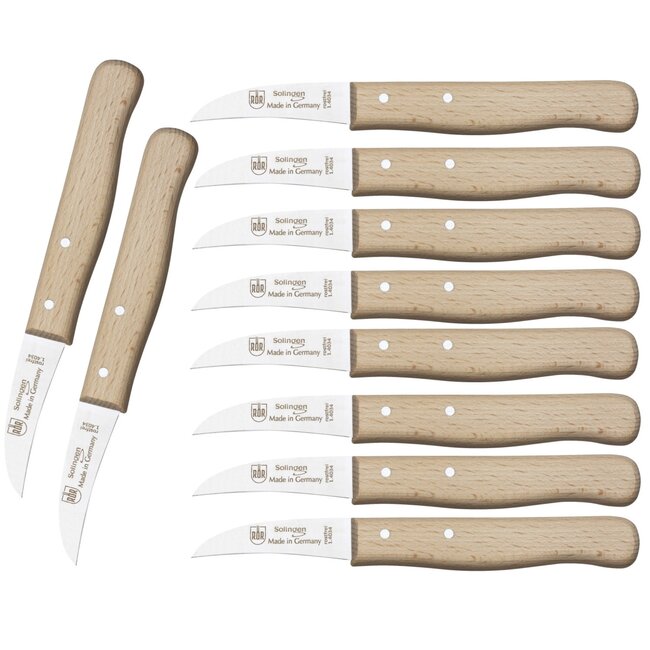 RÖR Solingen Schilmesje Krom Hout RVS – Oma's Keukenmesje – 10 Stuks