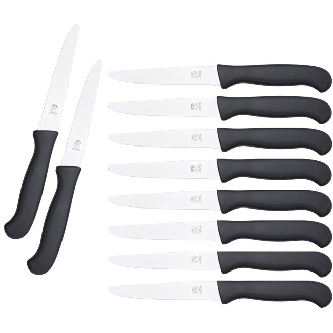 RÖR Solingen Tafelmes – RVS – Lemmet 10,5 cm – Zwart Kunststof – 10 stuks