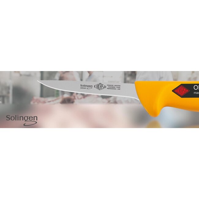 Eikaso Solingen Semi-flexibel Uitbeenmes 10 cm – Ergonomisch Geel Heft – Molybdeen Staal