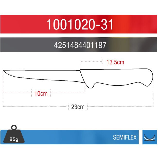 Eikaso Solingen Semi-flexibel Uitbeenmes 10 cm – Ergonomisch Geel Heft – Molybdeen Staal