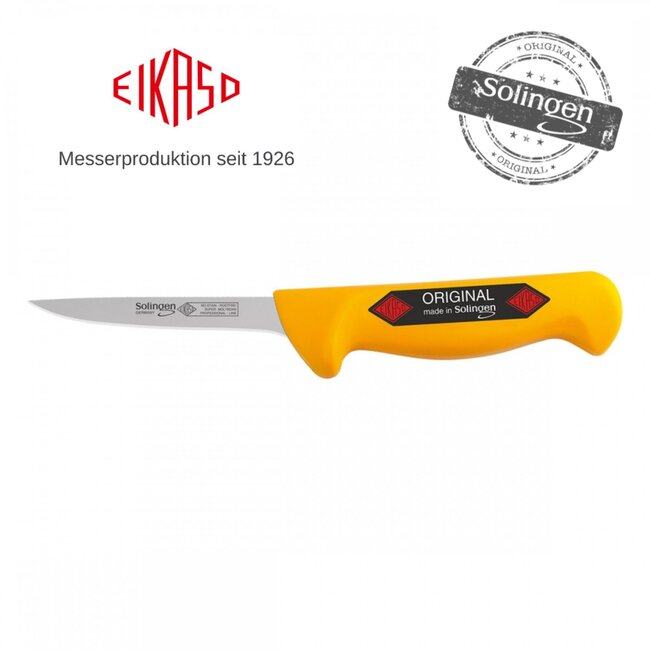 Eikaso Solingen Semi-flexibel Uitbeenmes 10 cm – Ergonomisch Geel Heft – Molybdeen Staal