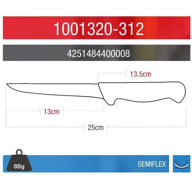 Eikaso Solingen Professioneel Uitbeenmes – 13 cm Semi-Flexibel – Molybdeen Staal – Ergonomisch Geel Heft