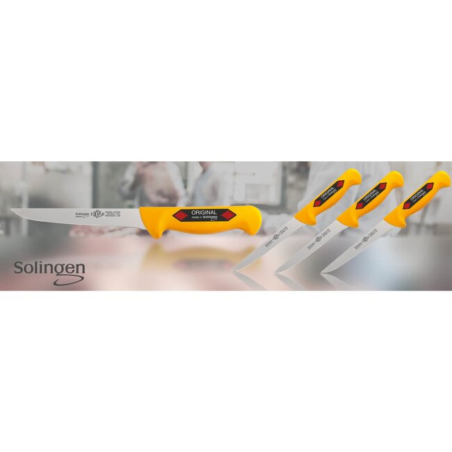 Eikaso Solingen Professioneel Uitbeenmes 16 cm – Stijf RVS Lemmet – Ergonomisch Geel Heft
