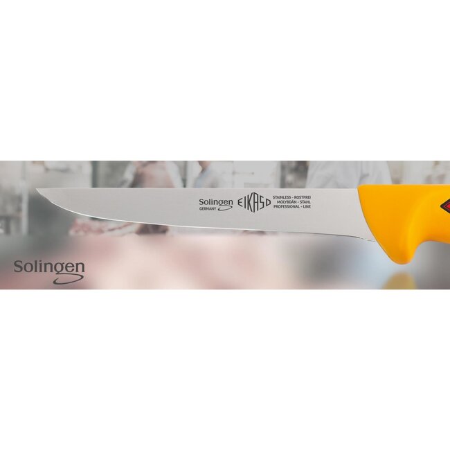 Eikaso Solingen Uitbeenmes 18 cm – Stijf RVS Lemmet – Ergonomisch Geel Heft