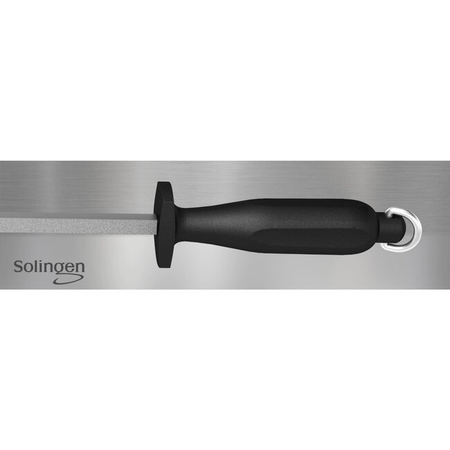 Eikaso Solingen Vierkant Aanzetstaal 29 cm – Grof – Ergonomisch Zwart Handvat