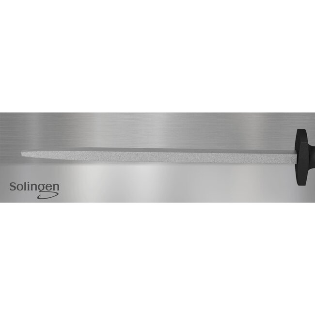 Eikaso Solingen Vierkant Aanzetstaal 29 cm – Grof – Ergonomisch Zwart Handvat