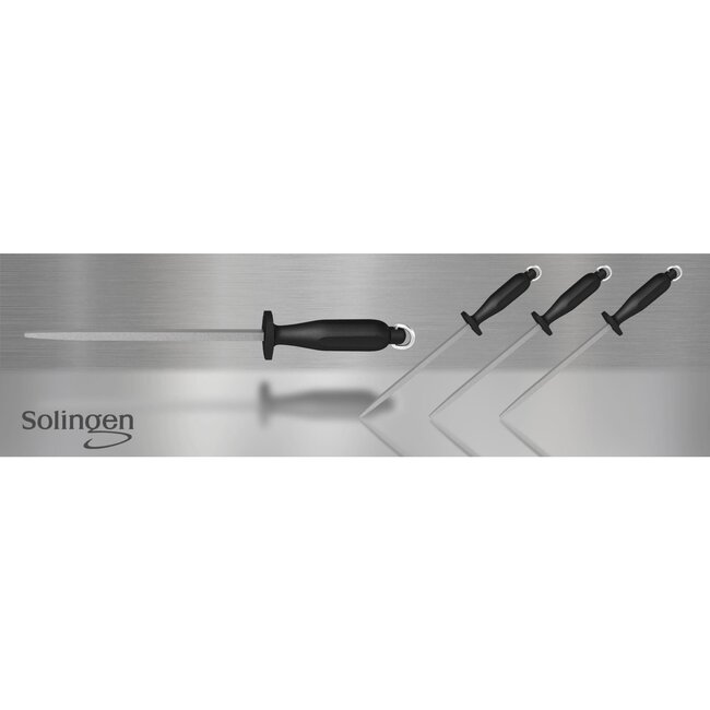 Eikaso Solingen Ronde Aanzetstaal 29 cm – RVS – Zwart Handvat – Voor Scherpe Messen