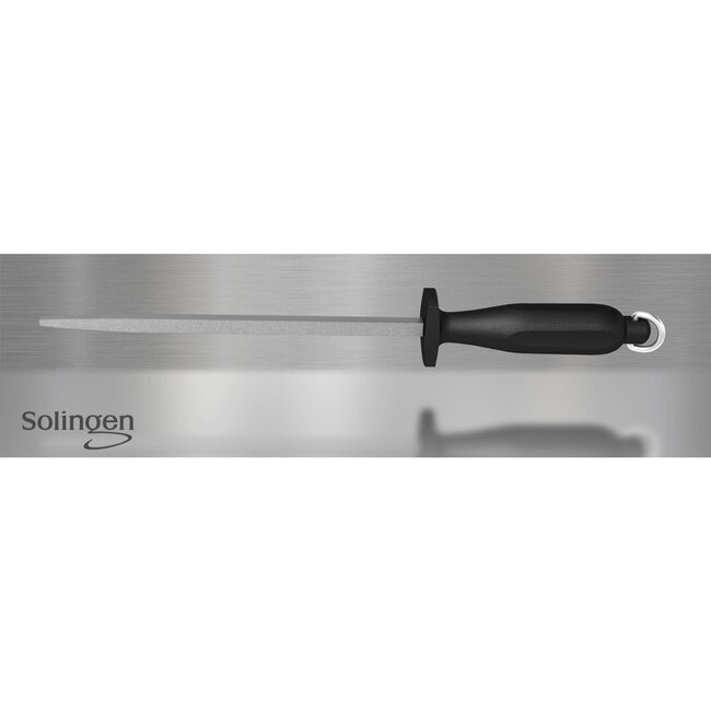 Eikaso Solingen Ronde Aanzetstaal 29 cm – RVS – Zwart Handvat – Voor Scherpe Messen