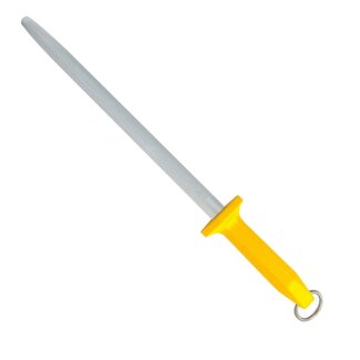 Eikaso Solingen Ovaal Aanzetstaal 31 cm – RVS met Polijstafwerking – Ergonomisch Geel Heft