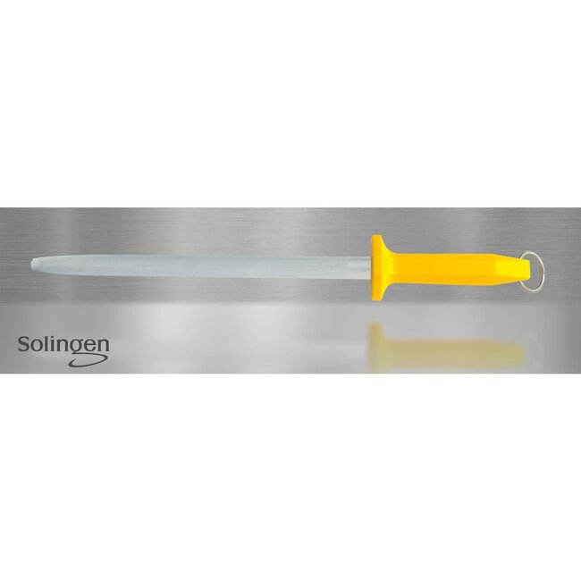 Eikaso Solingen Ovaal Aanzetstaal 31 cm – RVS met Polijstafwerking – Ergonomisch Geel Heft