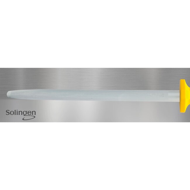 Eikaso Solingen Ovaal Aanzetstaal 31 cm – RVS met Polijstafwerking – Ergonomisch Geel Heft