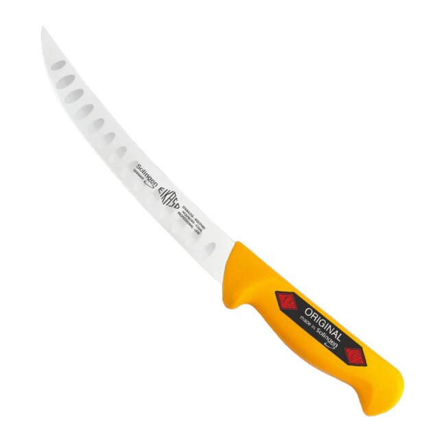 Eikaso Solingen Vleesmes met Kuilen – Semi Flexibel Lemmet 26 cm – Geel