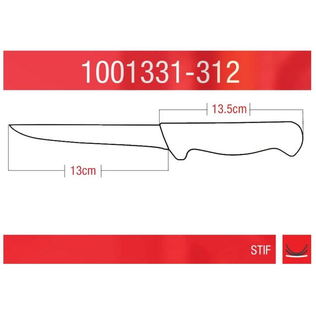 Eikaso Solingen Uitbeenmes 13 cm – Stijf Lemmet met Kuiltjes – Ergonomisch Geel Handvat