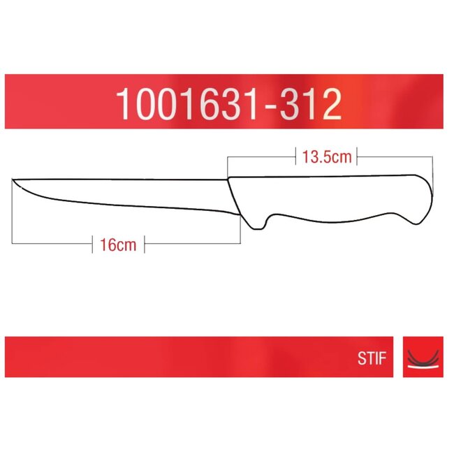 Eikaso Solingen 16 cm Uitbeenmes met Kuilen – Stijf Lemmet – Ergonomisch Geel Handvat