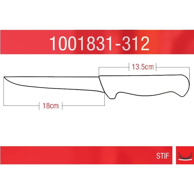 Eikaso Solingen Uitbeenmes 18 cm – Stijf met Kuilen – Geel Handvat – Solingen Staal