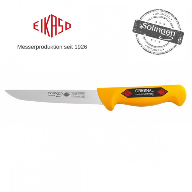 Eikaso Solingen Uitbeenmes 18 cm – Stijf en Breed Lemmet – Ergonomisch Geel Heft
