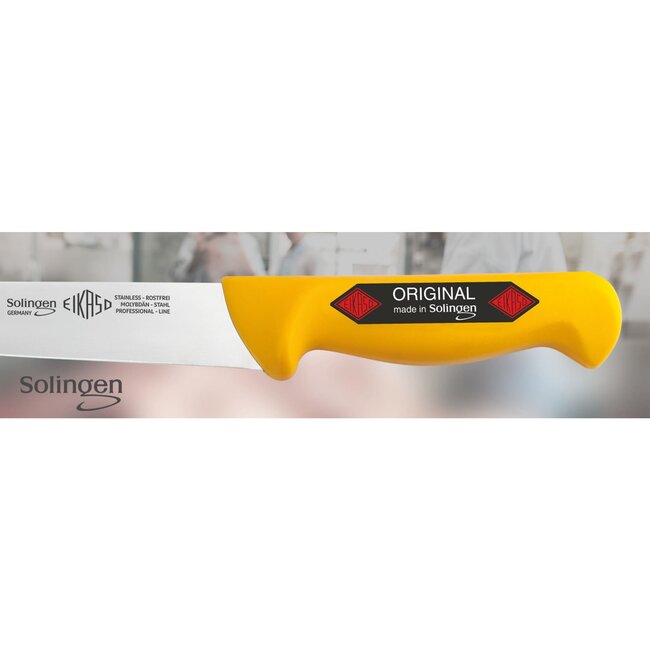 Eikaso Solingen Vleesmes met Stijf Lemmet 18 cm – Geel Handvat – Roestvrij Staal