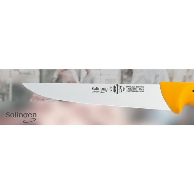 Eikaso Solingen Universeelmes met Stijf Lemmet – 23 cm – Geel Handvat