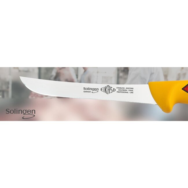 Eikaso Solingen Amerikaans Uitbeenmes – Stijf Lemmet 16 cm – Geel Handvat
